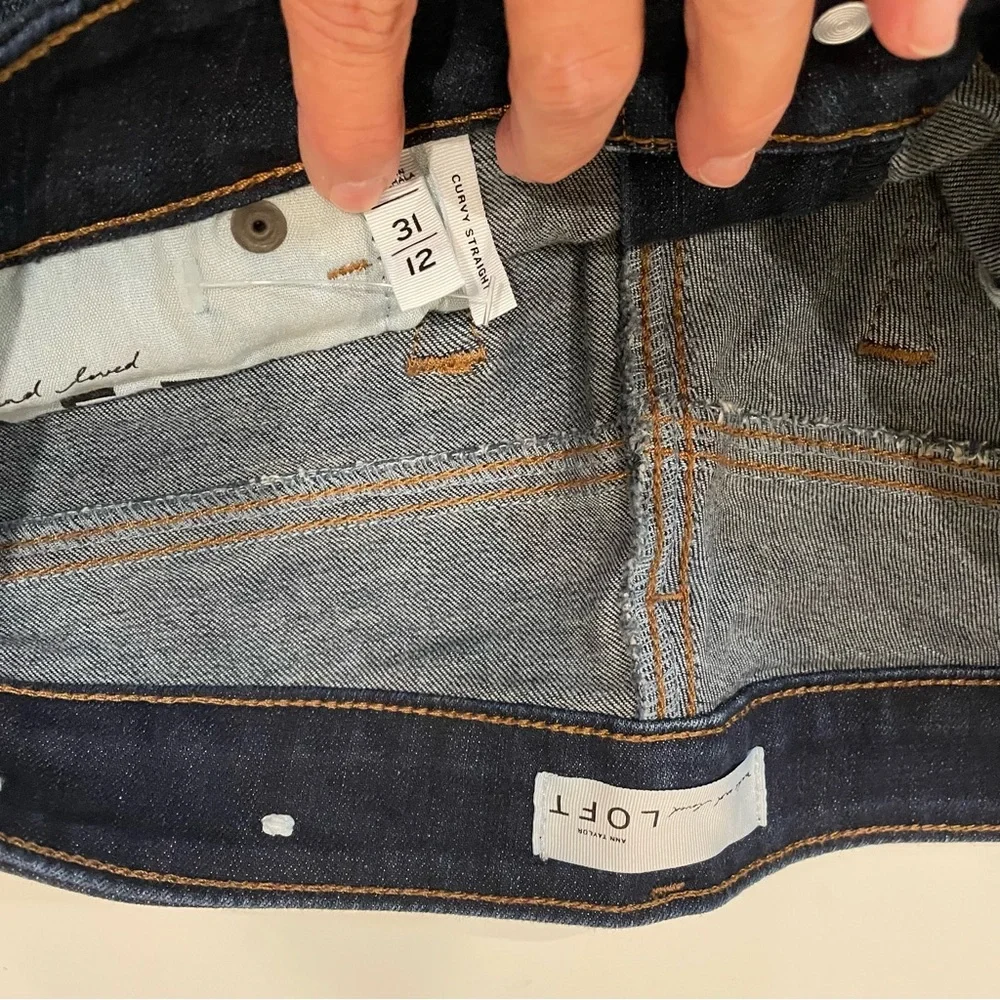 LOFT Curvy Straight Dark Blue Jeans 12 / 31 - Picture 6 of 9